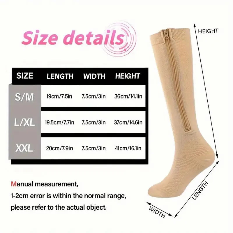 Nylon Elastane Zipper Compression Socks - 4