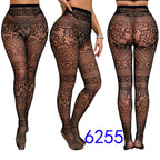 Floral Pattern Nylon Mesh Pantyhose One Size
