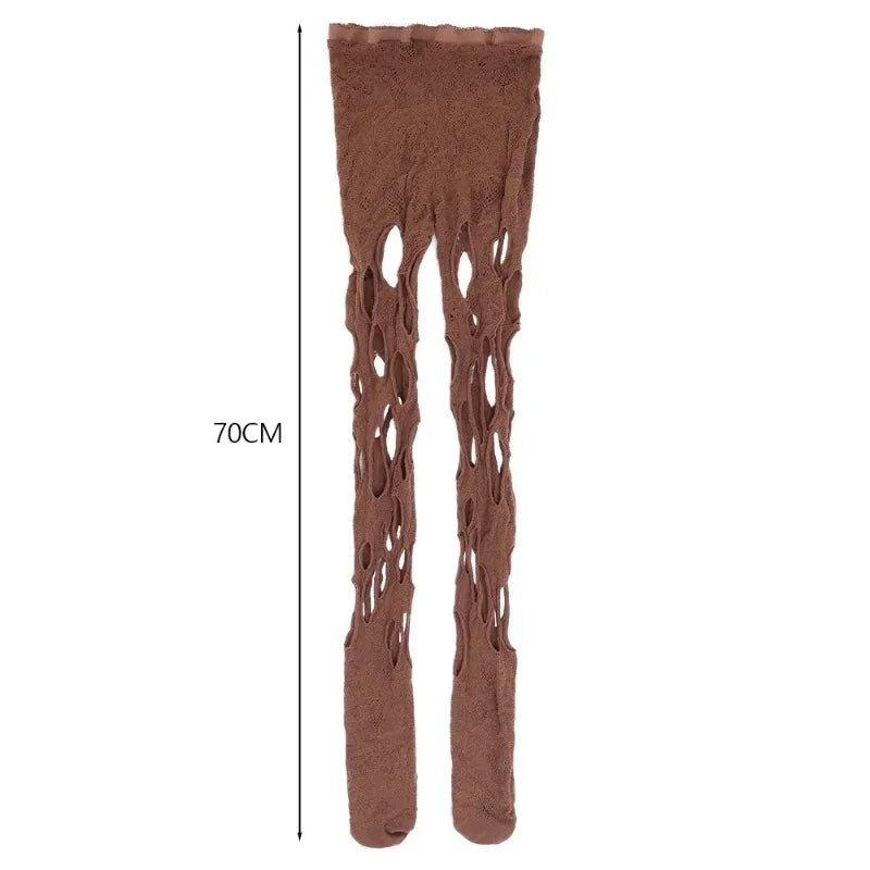 Distressed Nylon Fishnet Stockings for Women