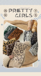 Leopard Print Wool Mid Calf Socks