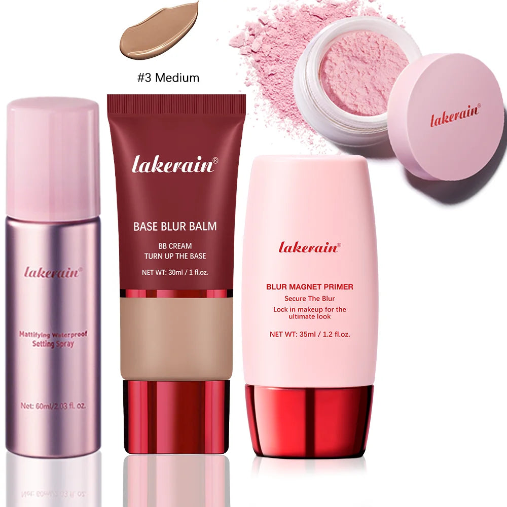 Matte Makeup Setting Primer Powder and Balm Set