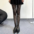 Red Floral Lace Fishnet Pantyhose Stockings
