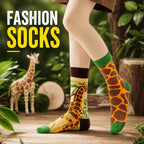 Cotton Blend Giraffe Print Mid Tube Socks