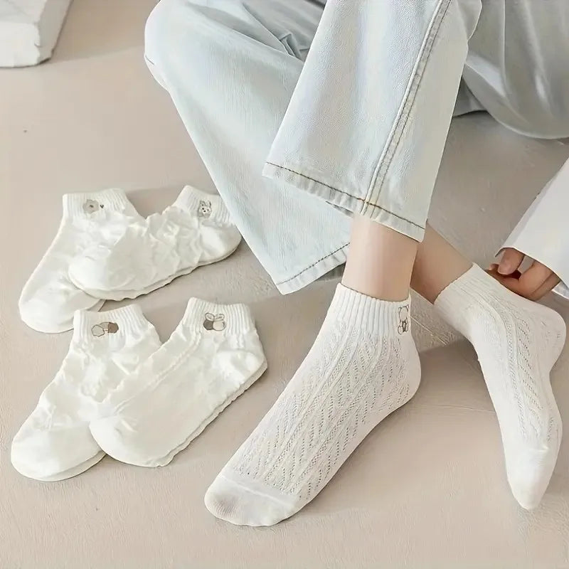 Polyester Elastane Cartoon Print Low Tube Casual Ankle Socks