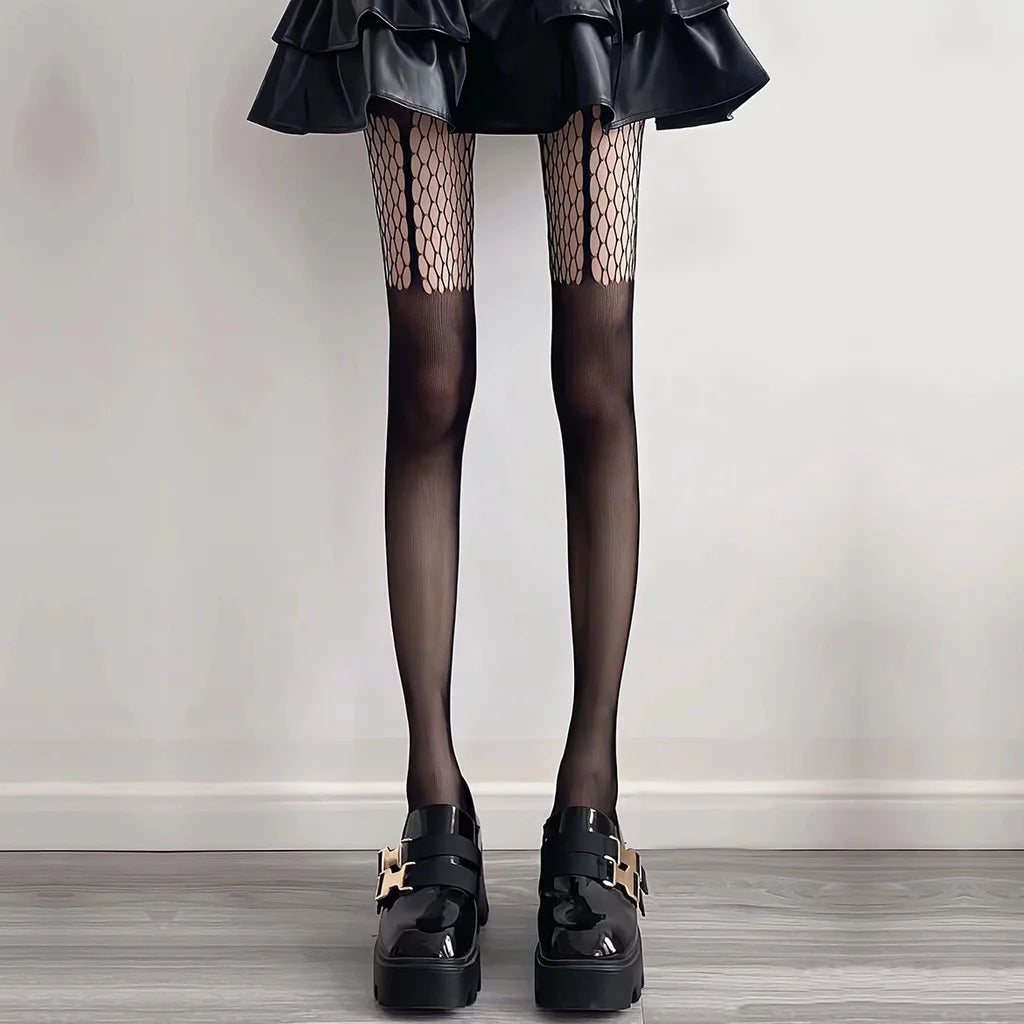 Nylon Mesh Ripped Fishnet Stockings