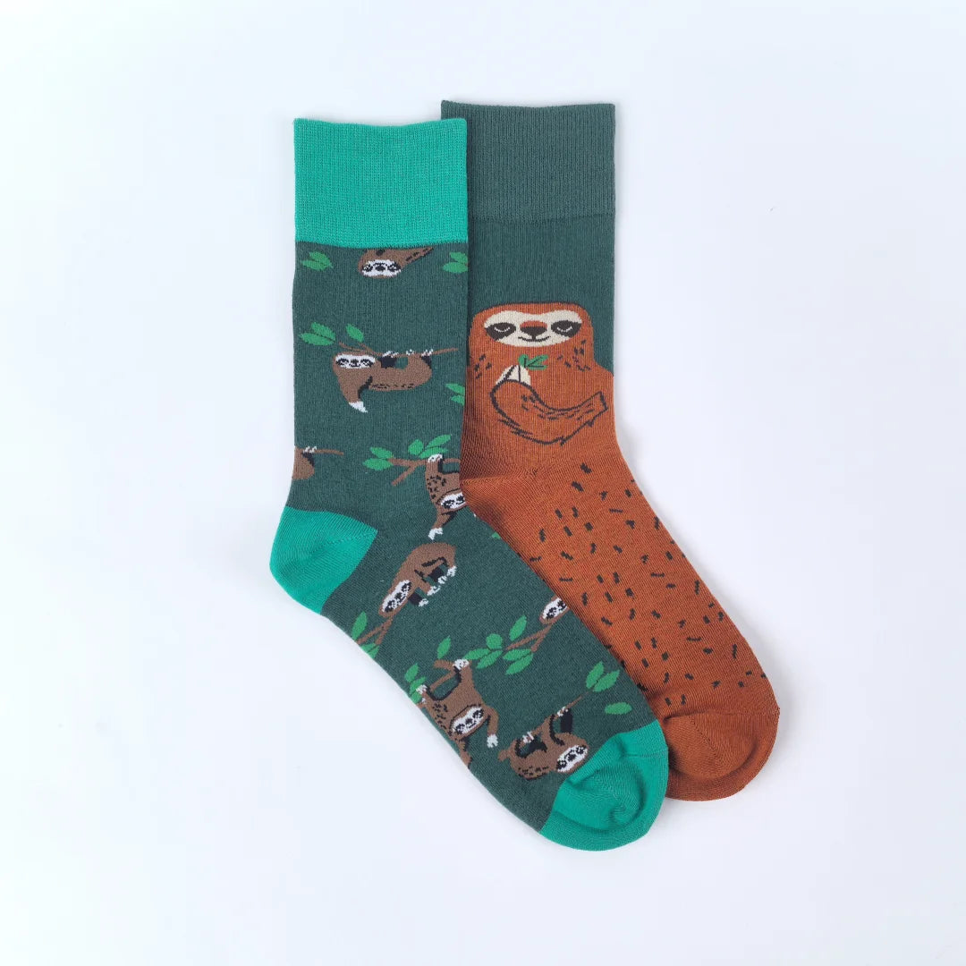 Cotton Blend Cartoon Animal Crew Socks - 10