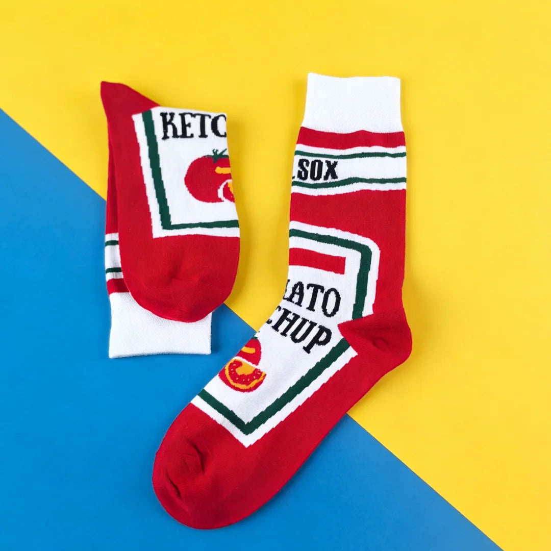 Cotton Blend Tomato Print Unisex Mid Tube Socks