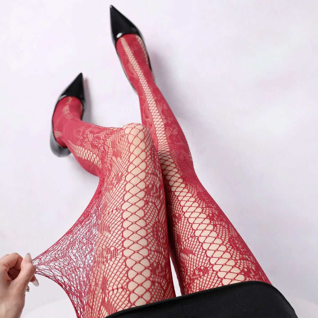 Floral Lace Mesh Patterned Women Tights