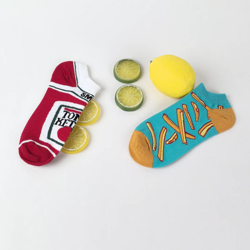 Cotton Blend Low Cut Printed Casual Socks