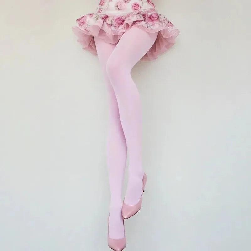 Nylon Elastane Solid Color Opaque Tights - 2