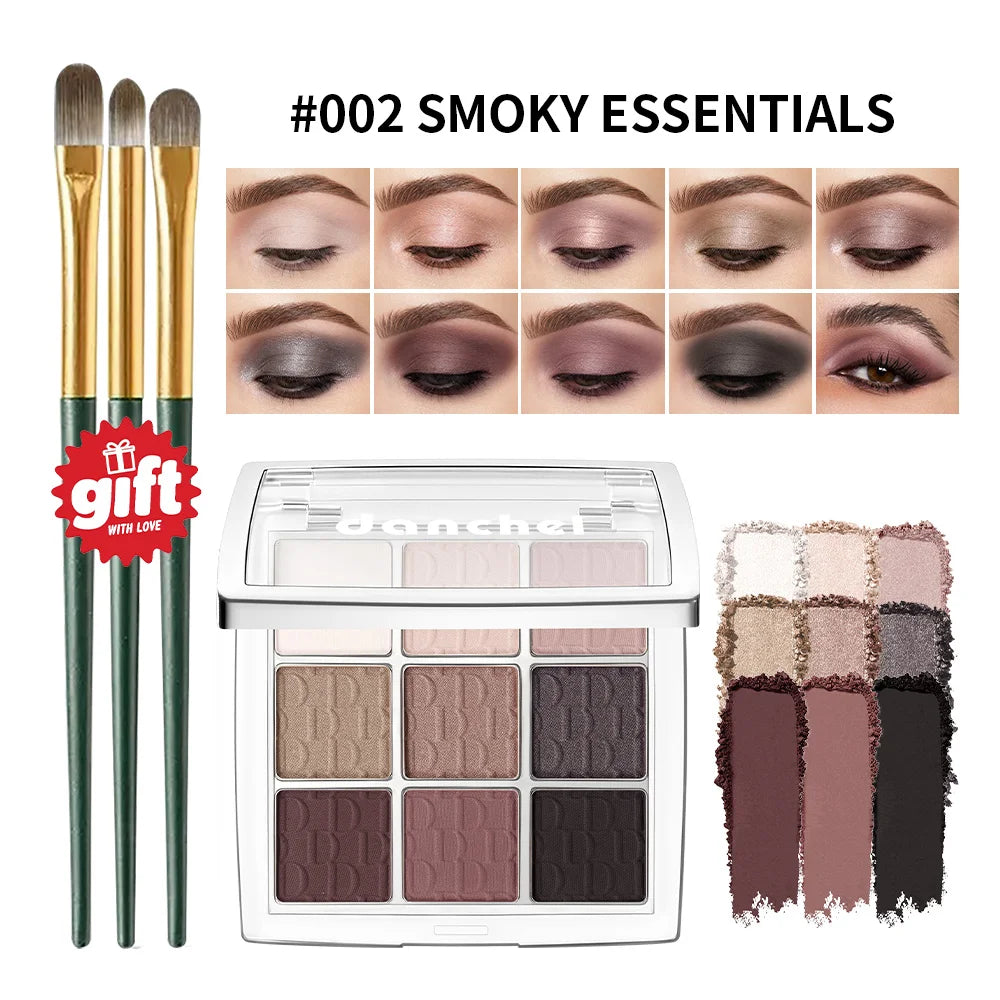 9 Color Powder Eyeshadow Palette with Makeup Brush
