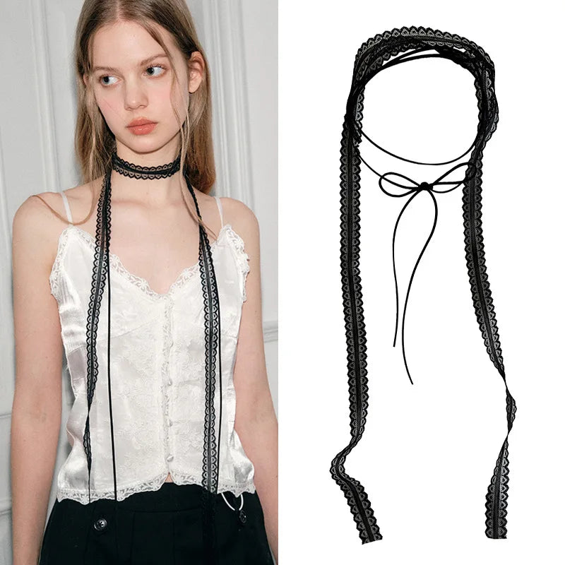Lace Ribbon Bowknot Choker Necklace