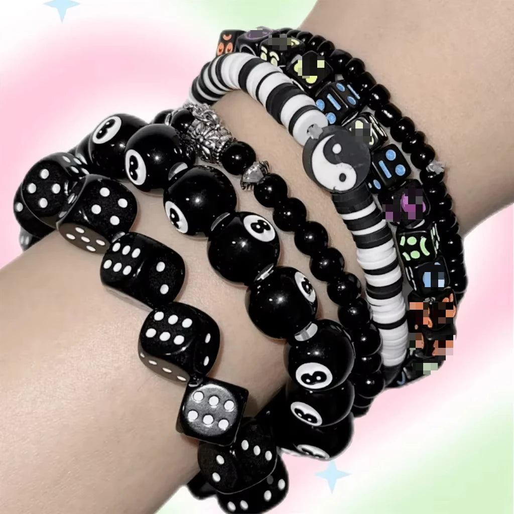 Plastic Beaded Elastic Bracelet Set For Women