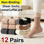 12 Pairs Non Binding Nylon Elastane Crew Socks for Sensitive Feet
