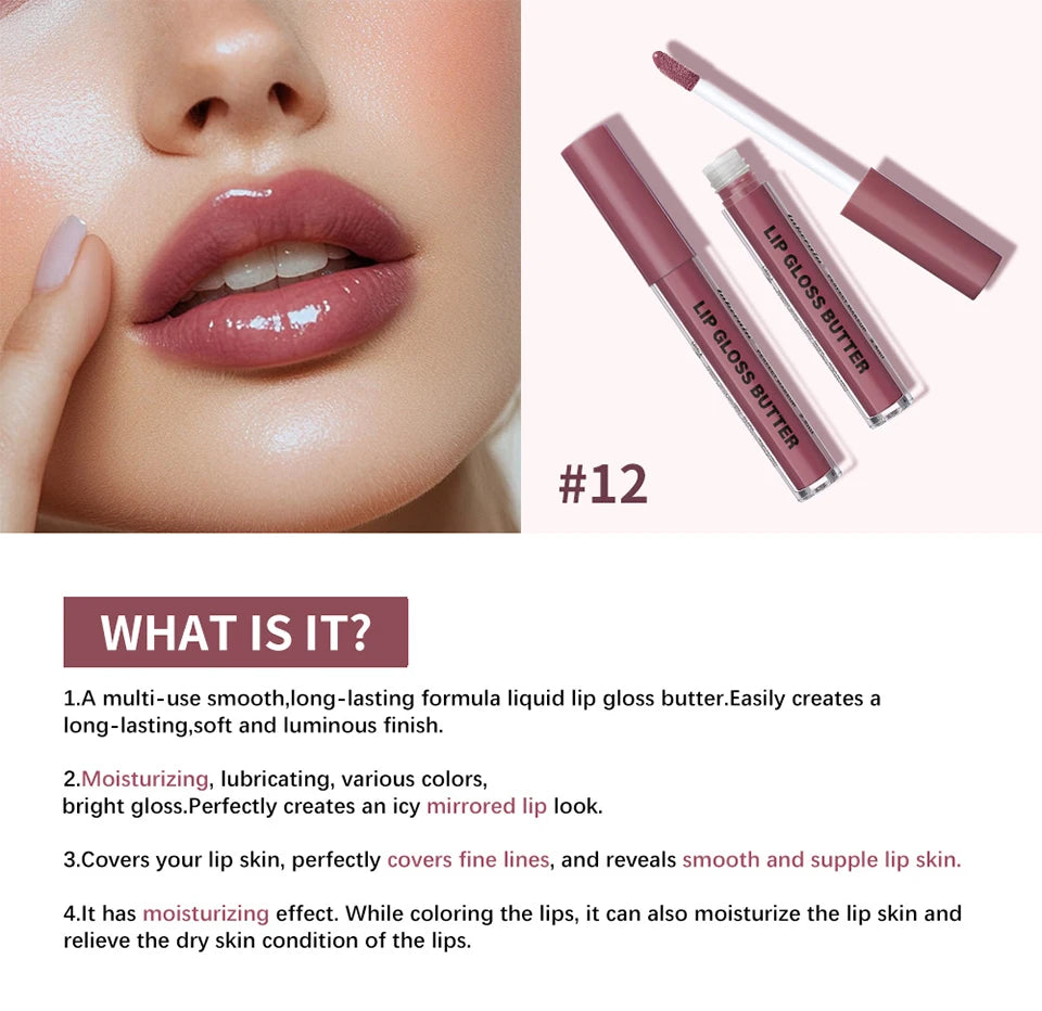 Moisturizing Liquid Lip Gloss Butter With High Shine Finish