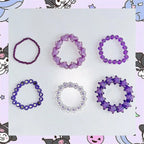 Plastic Beaded Elastic Bracelet Set For Women