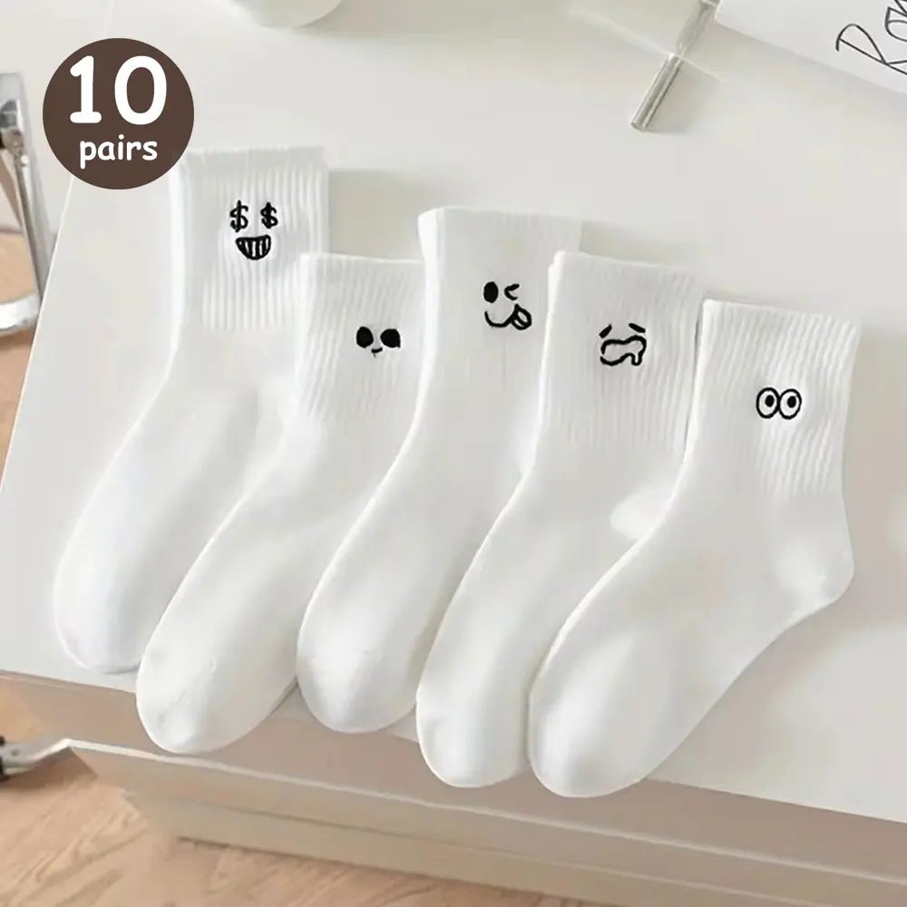 Polyester Blend Cartoon Pattern Mid Tube Socks