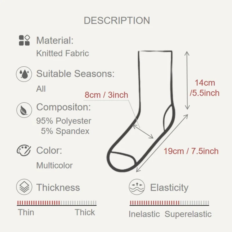 Polyester Elastane Crew Socks Graffiti Pattern Casual Footwear