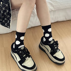 Cotton Polka Dot Mid Tube Casual Socks