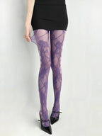 Floral Nylon Elastane Fishnet Crotchless Tights