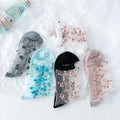 Polyester Elastane Floral Ruffle Crew Socks