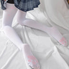 Nylon Cat Paw Print Thigh High Stockings