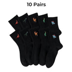 Polyester Elastane Crew Socks Dinosaur Pattern