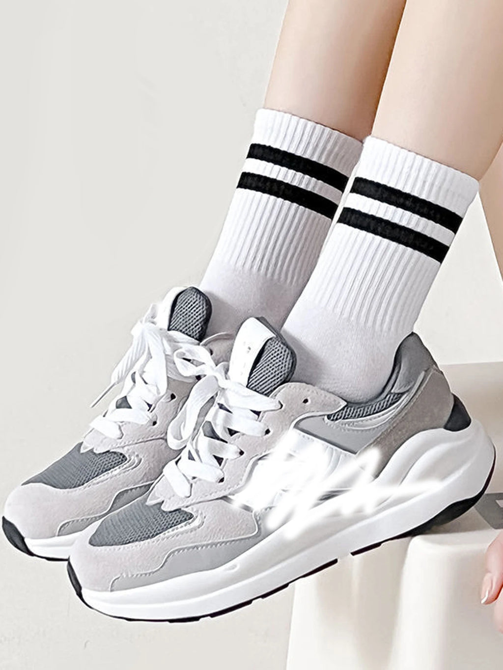 6 Pairs Polyester Elastane Crew Socks For Men