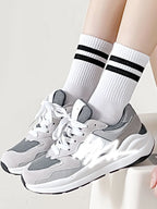 6 Pairs Polyester Elastane Crew Socks For Men