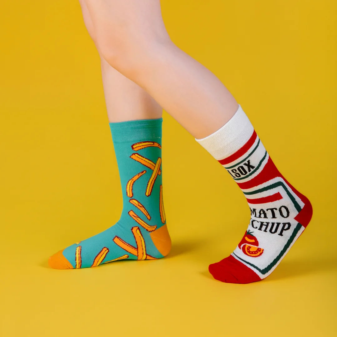 Cotton Blend Novelty Food Print Mid Calf Socks
