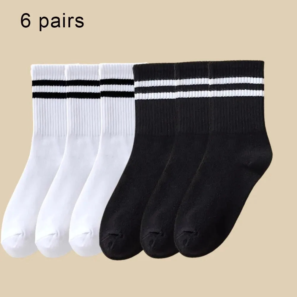 6 Pairs Polyester Spandex Crew Socks