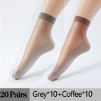 Thin Nylon Lace Transparent Socks Women Breathable Non Slip Cotton Bottom