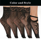 Polyester Elastane Mesh Lace Ankle Socks 5 Pairs