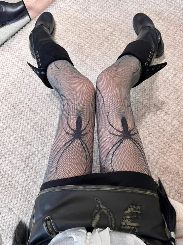 Nylon Spider Pattern Pantyhose Sheer Tights