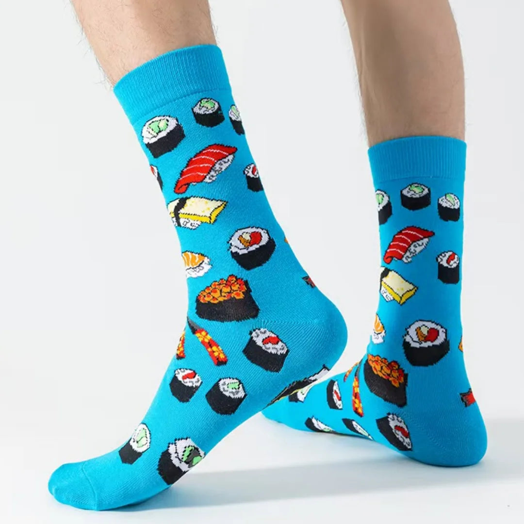 Unisex Polyester Crew Socks Food Pattern