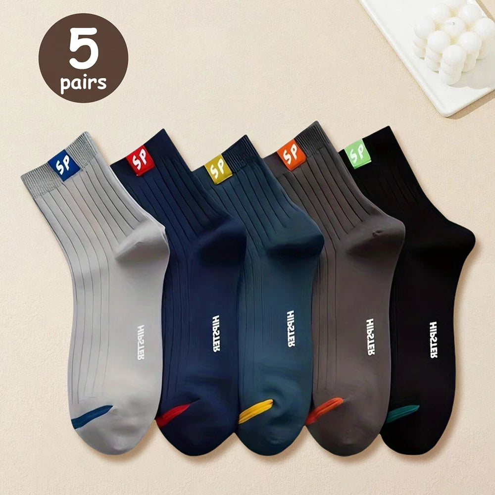 Mens Breathable Polyester Spandex Low Tube Casual Sports Socks