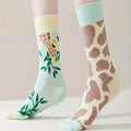 Cotton Blend Giraffe Print Mid Calf Socks