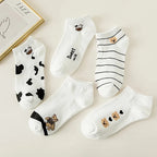 Polyester Elastane Cartoon Print Low Cut Casual Womens Socks