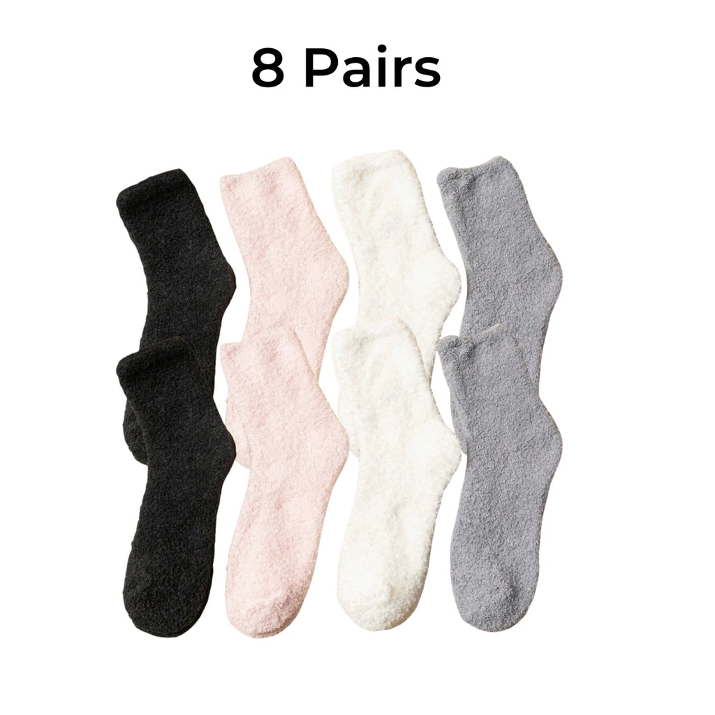 Polyester Elastane Fuzzy Crew Socks Set