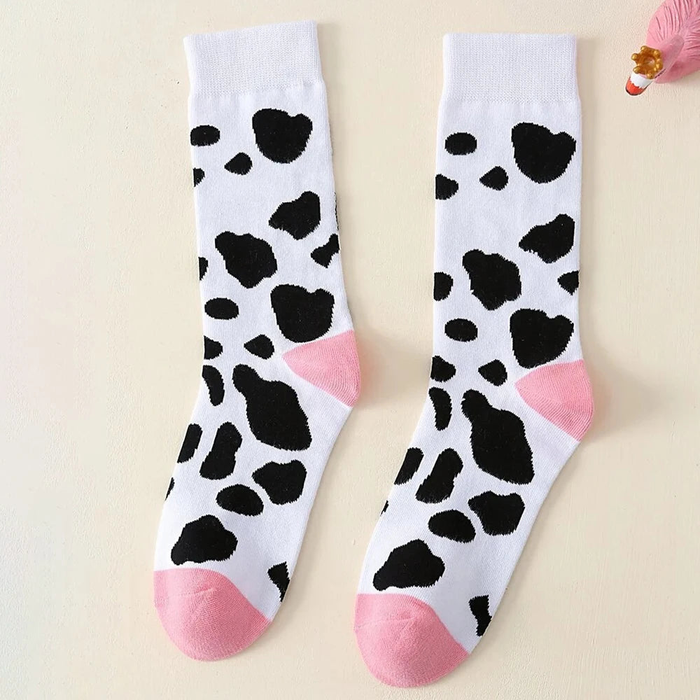 Cotton Cow Pattern Mid Tube Casual Socks