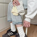 Polyester Elastane Polka Dot Mid Tube Casual Socks