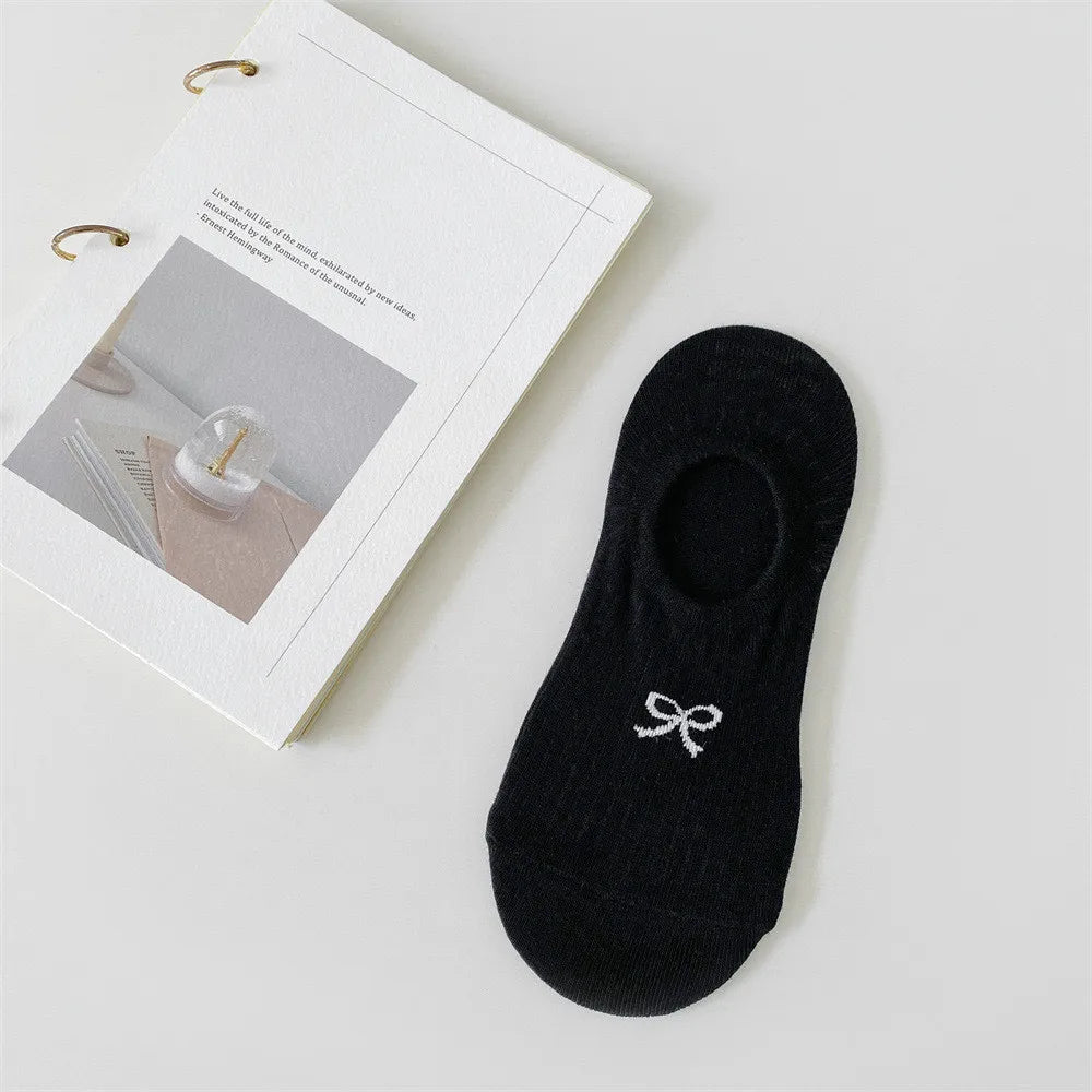 Cotton Polyester Invisible No Show Bow Socks - 14