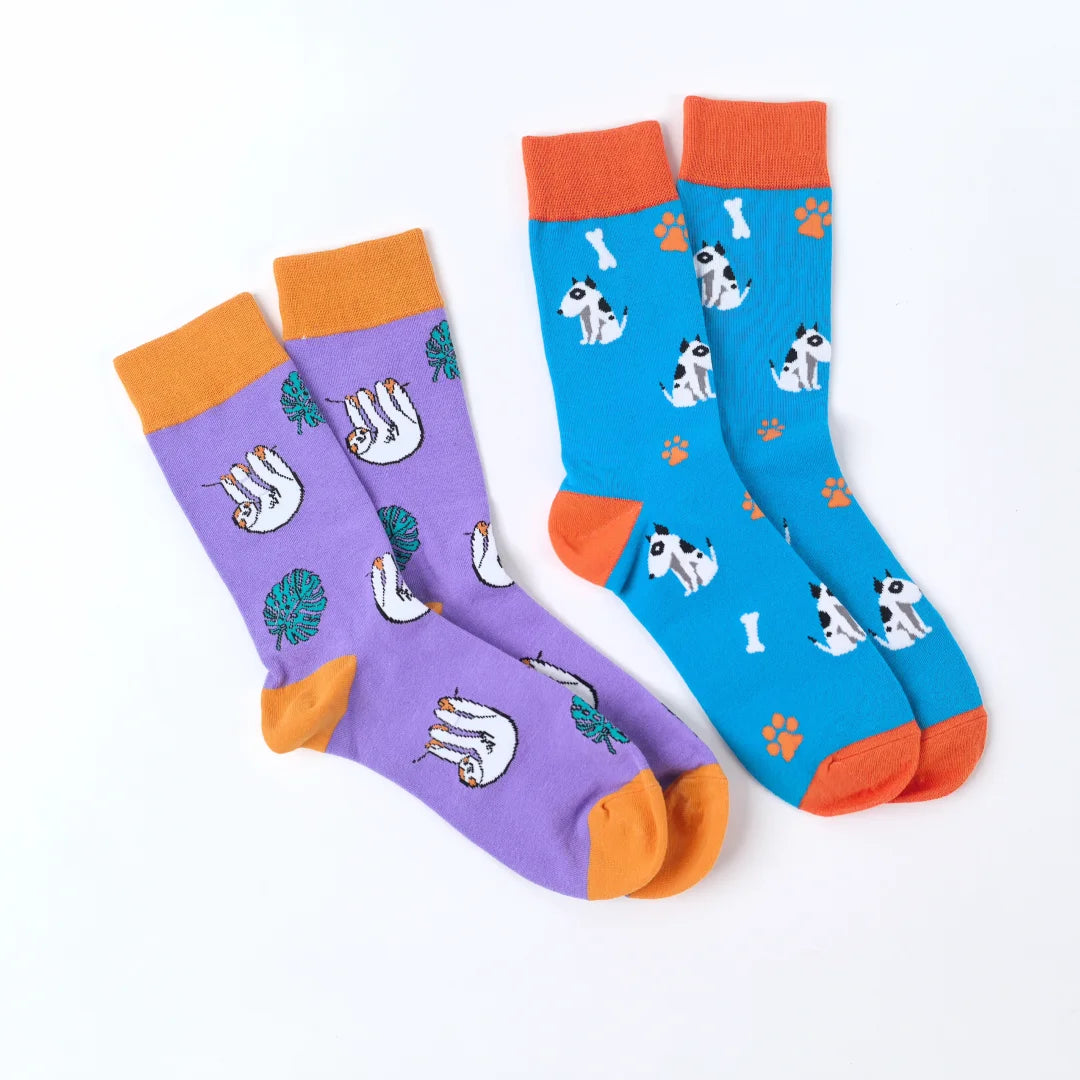 Cotton Blend Animal Print Crew Socks Unisex