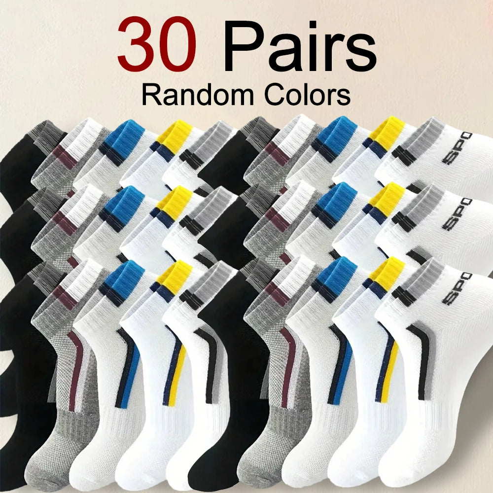 Men Breathable Polyester Ankle Socks Sports Invisible Casual Footwear - 19