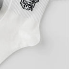 Men Polyester Elastane Skull Pattern Crew Socks
