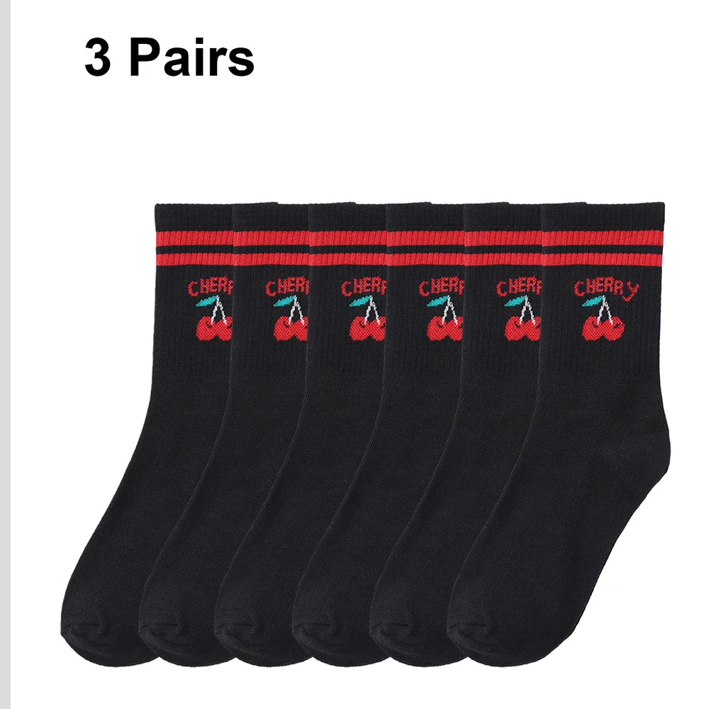 Polyester Elastane Blend Casual Mid Tube Socks 3 Pair Set - 8
