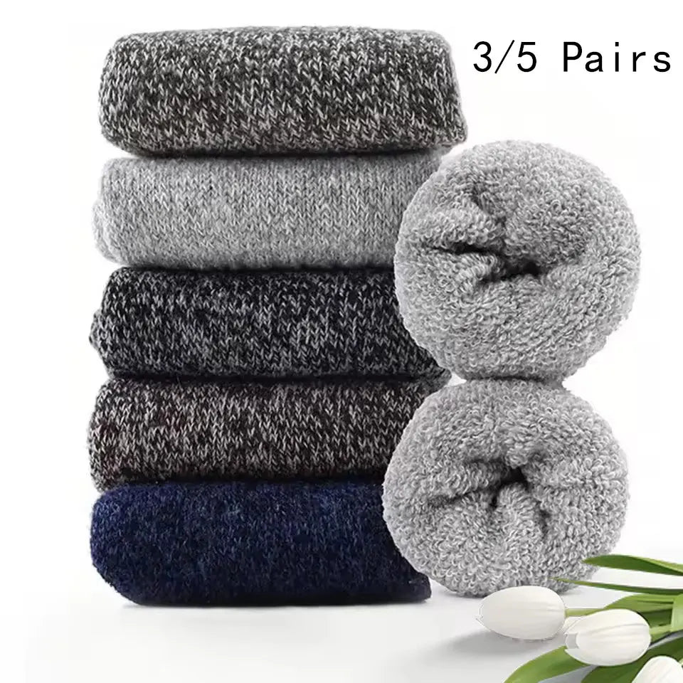 Thick Polyester Elastane Blend Mens Winter Crew Socks