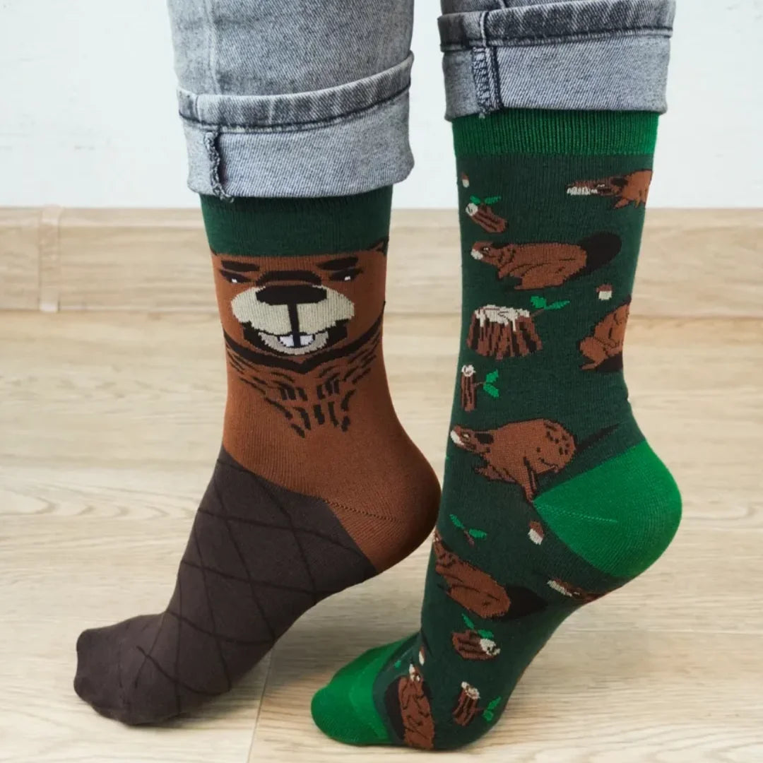 Cotton Blend Cartoon Animal Crew Socks