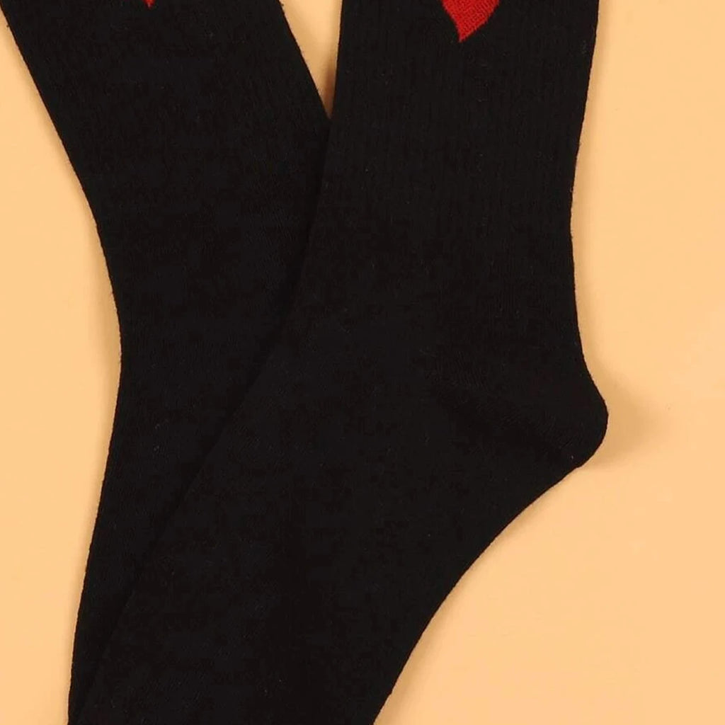Polyester Elastane Heart Pattern Crew Socks