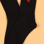 Polyester Elastane Heart Pattern Crew Socks